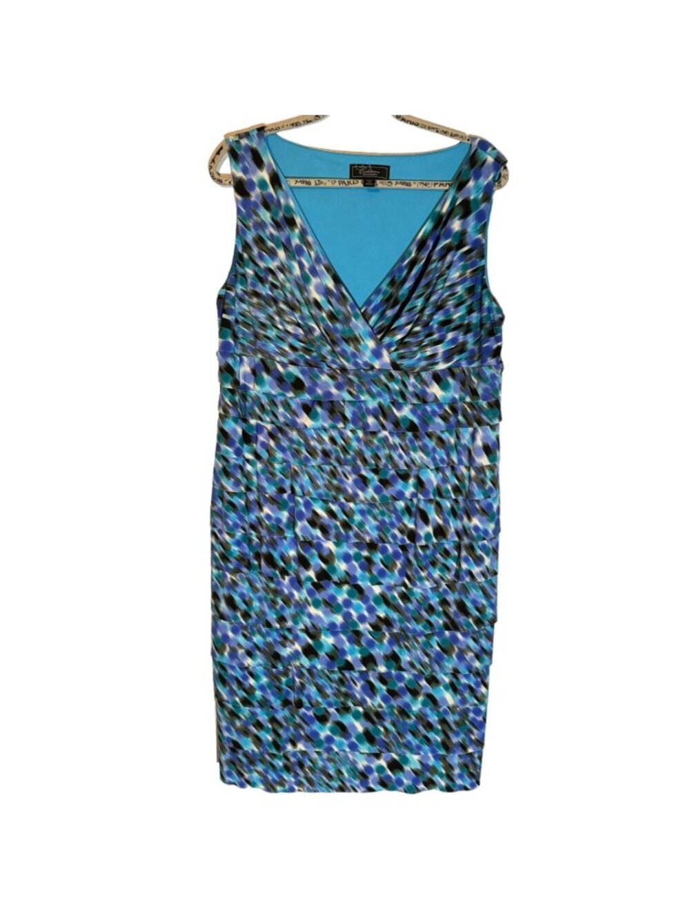 Dressbarn Collection Woman's Blue Patterned Sleeveless Dress Size 14W